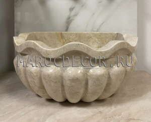 Курна в хамам из бежевого мрамора КURNA-03