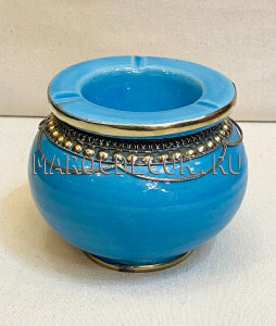 Марокканская пепельница с чеканкой, голубая PS-3