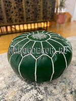 Пуфик марокканский из кожи, зеленый SU-20